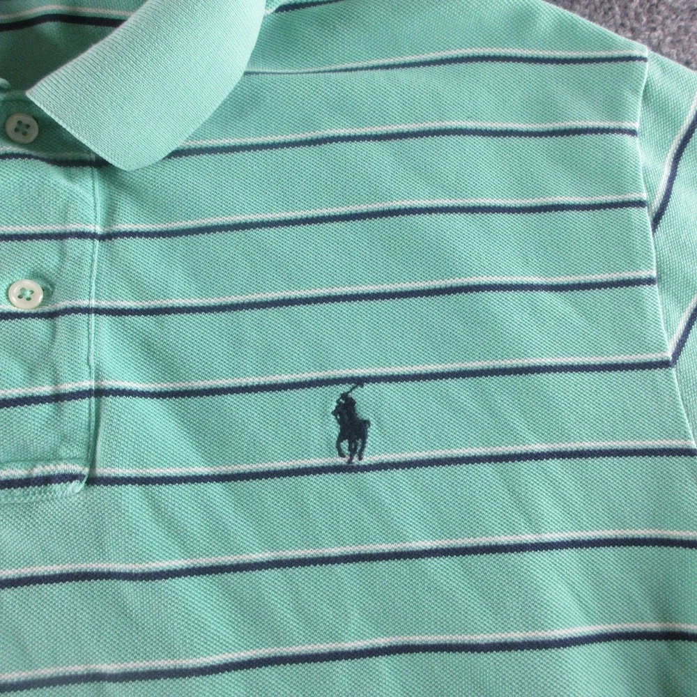 Polo Ralph Lauren Polo Shirt Mens XL Green Striped Short Sleeve Cotton Logo
